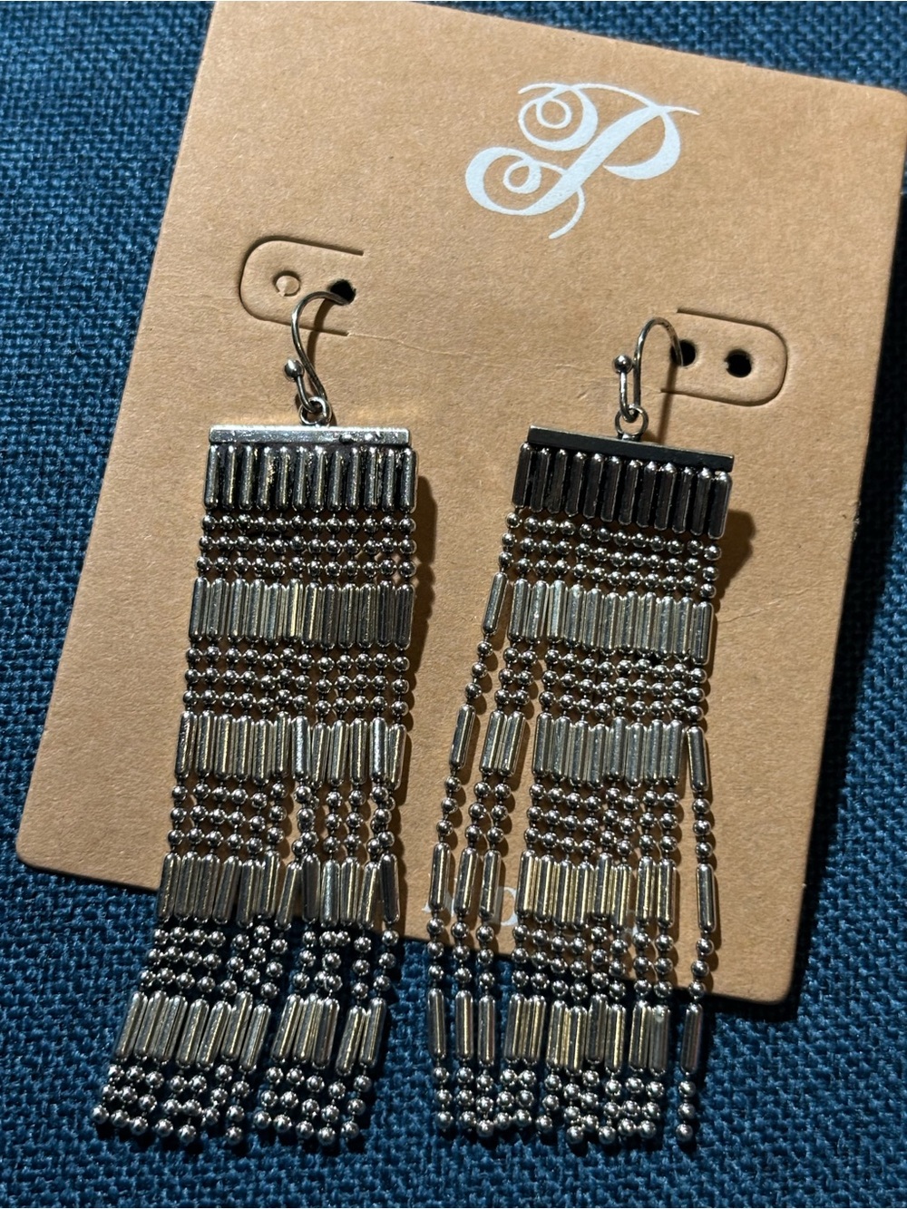 Plunder Silver-Tone Beaded Fringe Earrings
